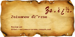 Zsivanov Örzse névjegykártya